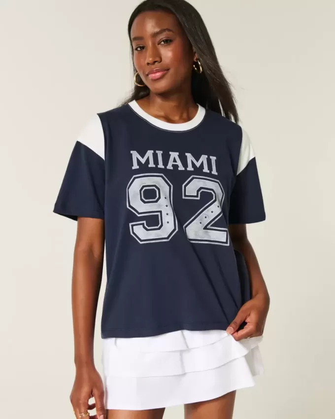 Übergroßes T-Shirt mit Miami-Grafik Übergroßes T-Shirt mit Miami-Grafik