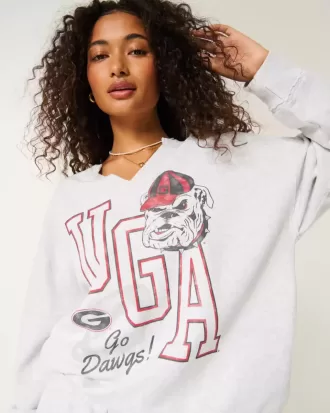 Übergroßes UGA Dawgs-Sweatshirt mit Grafik und eingekerbtem Ausschnitt