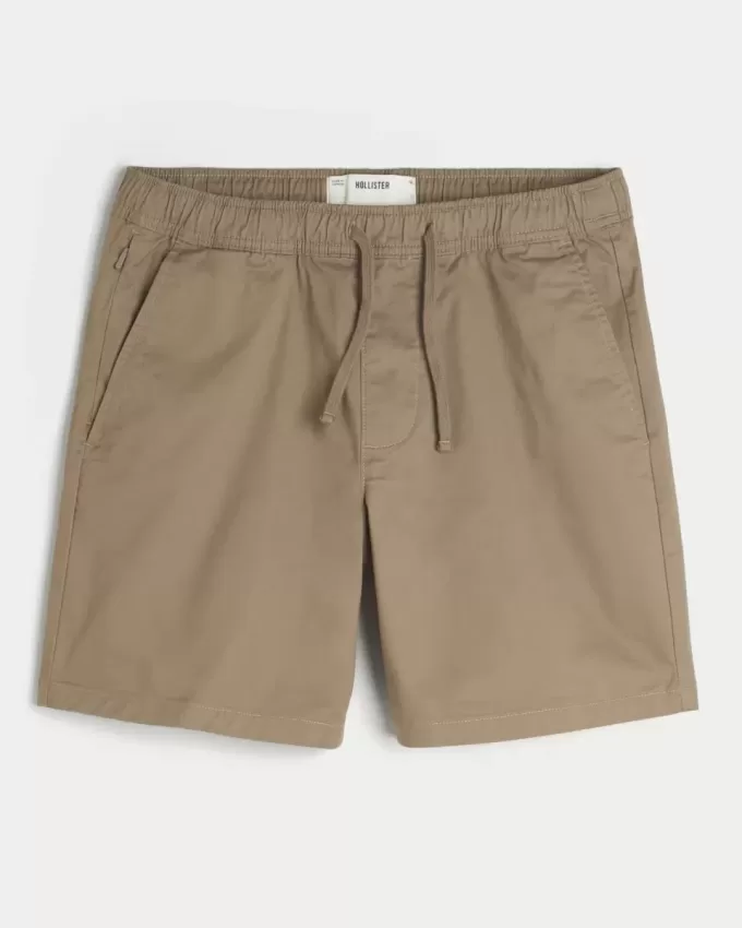 Überknielange Twill-Schlupfshorts Überknielange Twill-Schlupfshorts