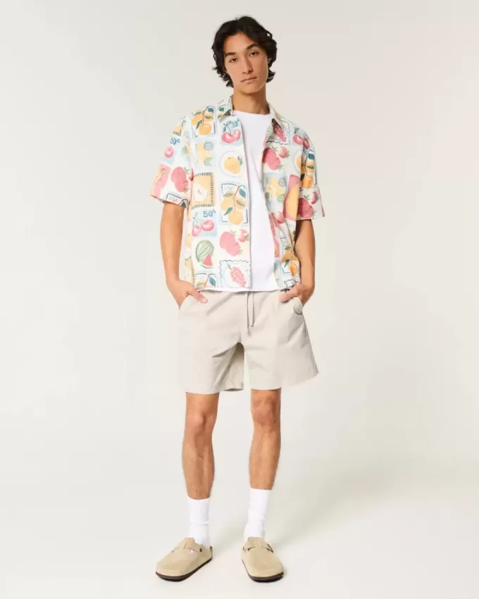 Überknielange Twill-Schlupfshorts Überknielange Twill-Schlupfshorts