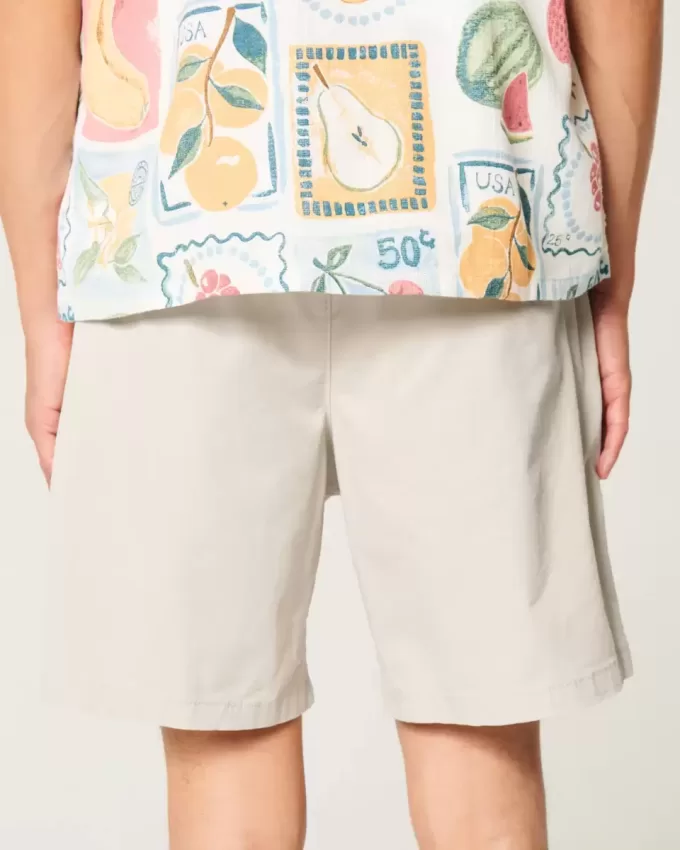 Überknielange Twill-Schlupfshorts Überknielange Twill-Schlupfshorts