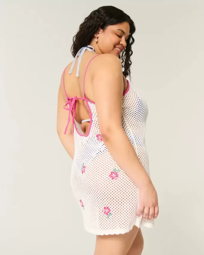 Überwurfkleid im Häkelstil mit Blumenstickerei