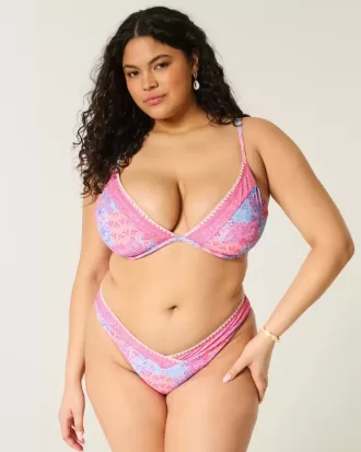 Bikinioberteil mit tiefem Ausschnitt und Bügel und Stickereien