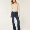 Bootcut-Jeans mit mittlerer Leibhöhe und dunkler Waschung