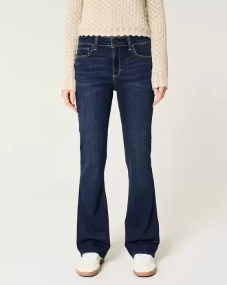 Bootcut-Jeans mit mittlerer Leibhöhe und dunkler Waschung