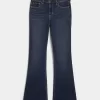 Bootcut-Jeans mit mittlerer Leibhöhe und dunkler Waschung