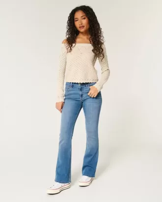 Bootcut-Jeans mit mittlerer Leibhöhe und mittlerer Waschung