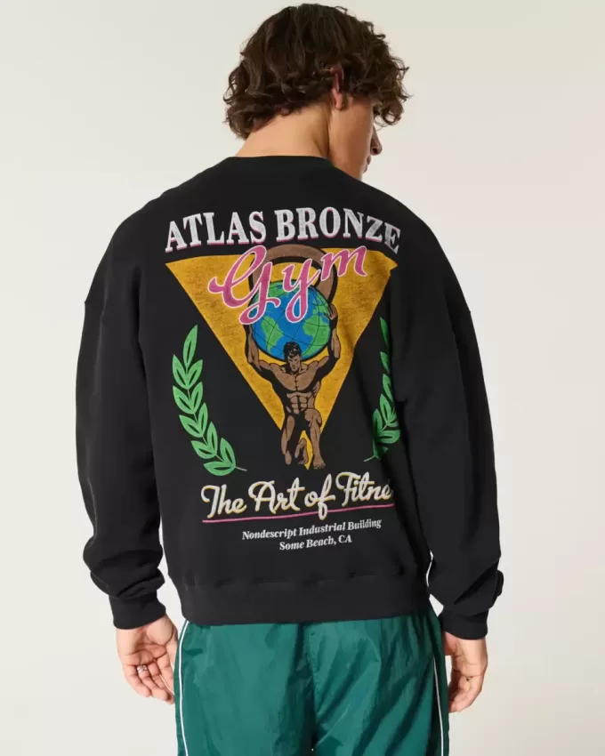 Boxy Atlas Bronze Gym Graphic Crew Sweatshirt Boxy Atlas Bronze Gym Graphic Crew Sweatshirt