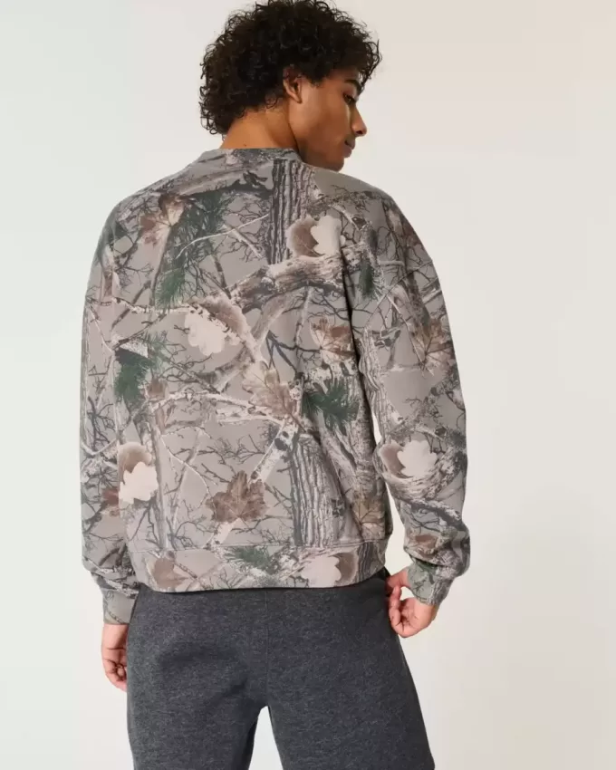 Boxy-Camouflage-Sweatshirt mit Rundhalsausschnitt und Logo Boxy-Camouflage-Sweatshirt mit Rundhalsausschnitt und Logo