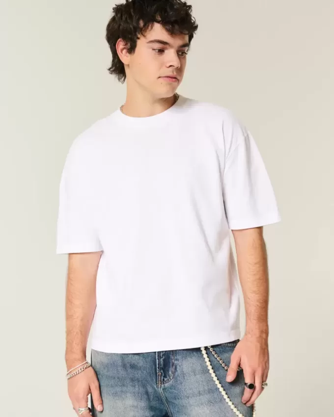 Boxy Crop Heavyweight T-Shirt mit Rundhalsausschnitt Boxy Crop Heavyweight T-Shirt mit Rundhalsausschnitt