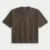 Boxy Crop Heavyweight T-Shirt mit Rundhalsausschnitt und Leopardenmuster Boxy Crop Heavyweight T-Shirt mit Rundhalsausschnitt und Leopardenmuster