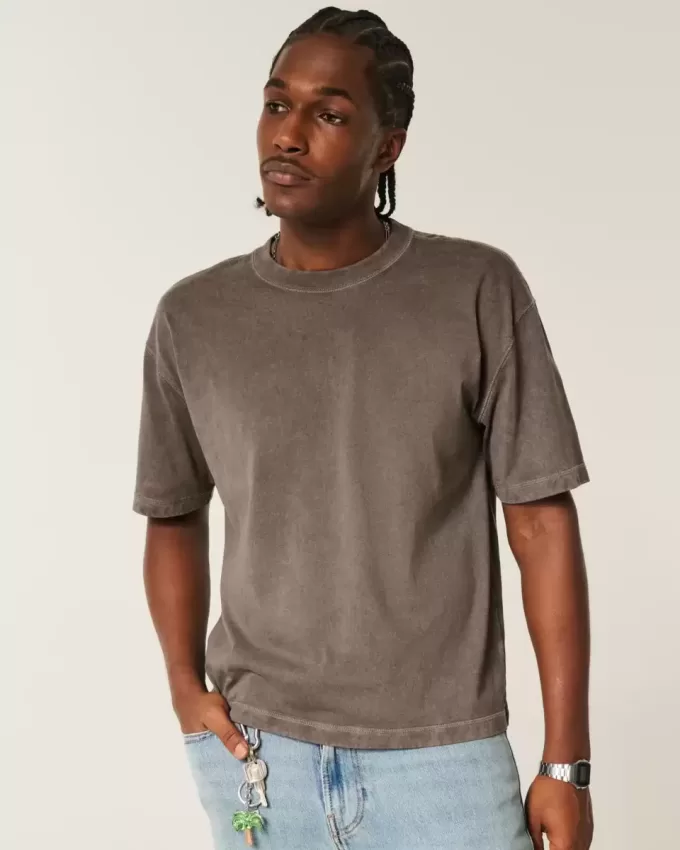 Boxy Crop Heavyweight Washed Crew T-Shirt Boxy Crop Heavyweight Washed Crew T-Shirt