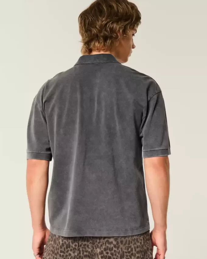 Boxy Crop Washed Polo Boxy Crop Washed Polo