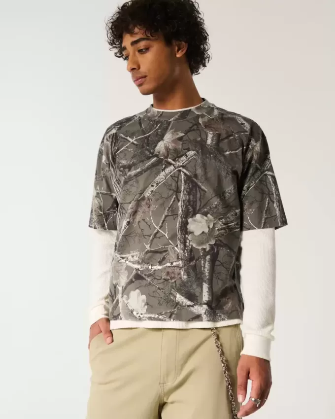 Boxy Heavyweight Crop Camo Rundhals-T-Shirt Boxy Heavyweight Crop Camo Rundhals-T-Shirt