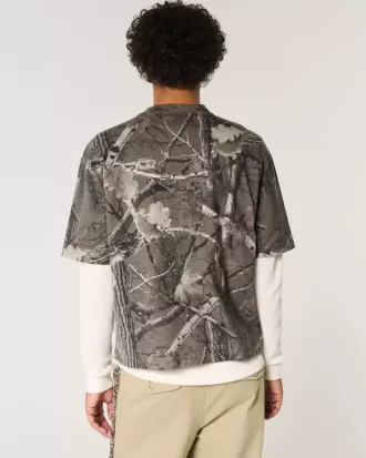 Boxy Heavyweight Crop Camo Rundhals-T-Shirt