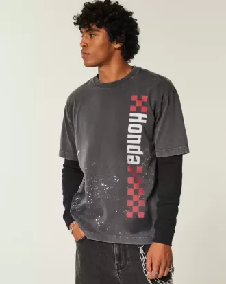 Boxy Heavyweight Honda Grafik-T-Shirt