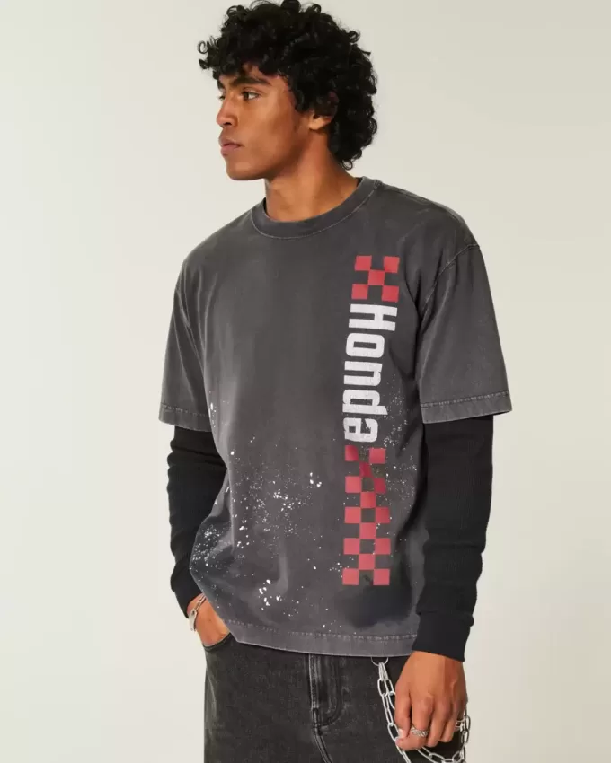 Boxy Heavyweight Honda Grafik-T-Shirt Boxy Heavyweight Honda Grafik-T-Shirt