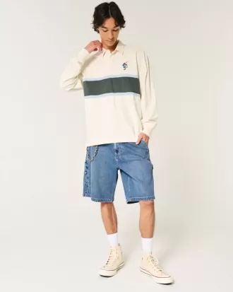 Boxy Heavyweight Rugby-Poloshirt mit Tasmanian Devil-Grafik Boxy Heavyweight Rugby-Poloshirt mit Tasmanian Devil-Grafik