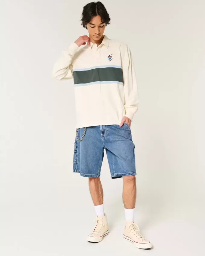 Boxy Heavyweight Rugby-Poloshirt mit Tasmanian Devil-Grafik Boxy Heavyweight Rugby-Poloshirt mit Tasmanian Devil-Grafik