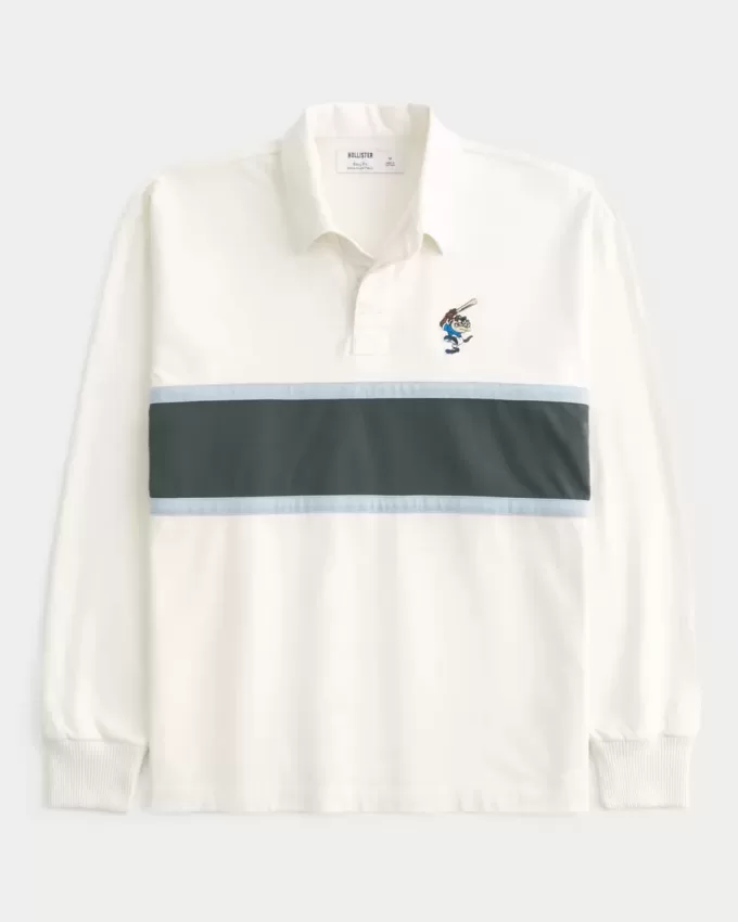 Boxy Heavyweight Rugby-Poloshirt mit Tasmanian Devil-Grafik Boxy Heavyweight Rugby-Poloshirt mit Tasmanian Devil-Grafik