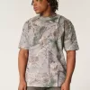 Boxy Heavyweight T-Shirt mit Rundhalsausschnitt und Camouflage-Muster Boxy Heavyweight T-Shirt mit Rundhalsausschnitt und Camouflage-Muster