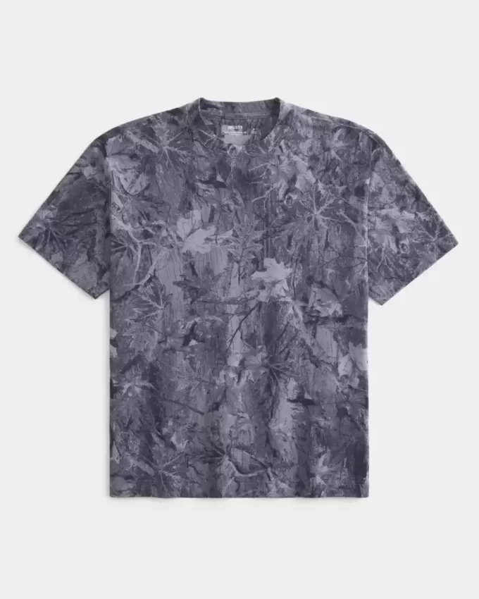 Boxy Heavyweight T-Shirt mit Rundhalsausschnitt und Camouflage-Muster Boxy Heavyweight T-Shirt mit Rundhalsausschnitt und Camouflage-Muster
