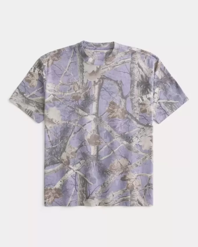 Boxy Heavyweight T-Shirt mit Rundhalsausschnitt und Camouflage-Muster Boxy Heavyweight T-Shirt mit Rundhalsausschnitt und Camouflage-Muster