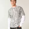 Boxy Heavyweight T-Shirt mit Rundhalsausschnitt und Camouflage-Muster Boxy Heavyweight T-Shirt mit Rundhalsausschnitt und Camouflage-Muster