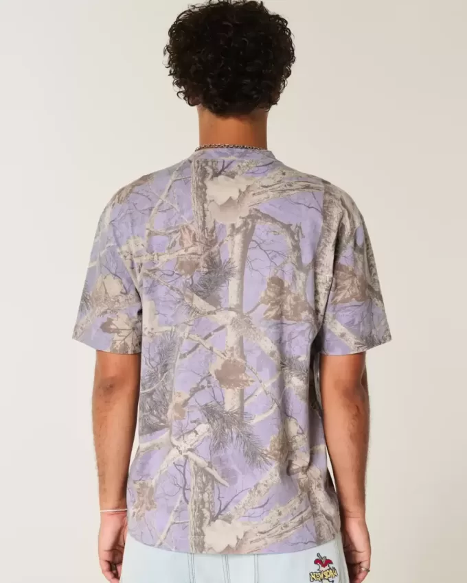 Boxy Heavyweight T-Shirt mit Rundhalsausschnitt und Camouflage-Muster Boxy Heavyweight T-Shirt mit Rundhalsausschnitt und Camouflage-Muster