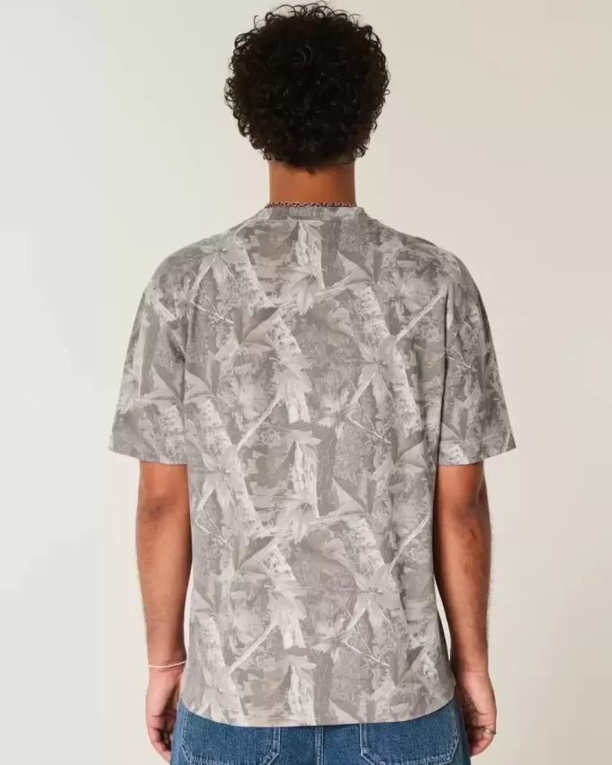 Boxy Heavyweight T-Shirt mit Rundhalsausschnitt und Camouflage-Muster Boxy Heavyweight T-Shirt mit Rundhalsausschnitt und Camouflage-Muster