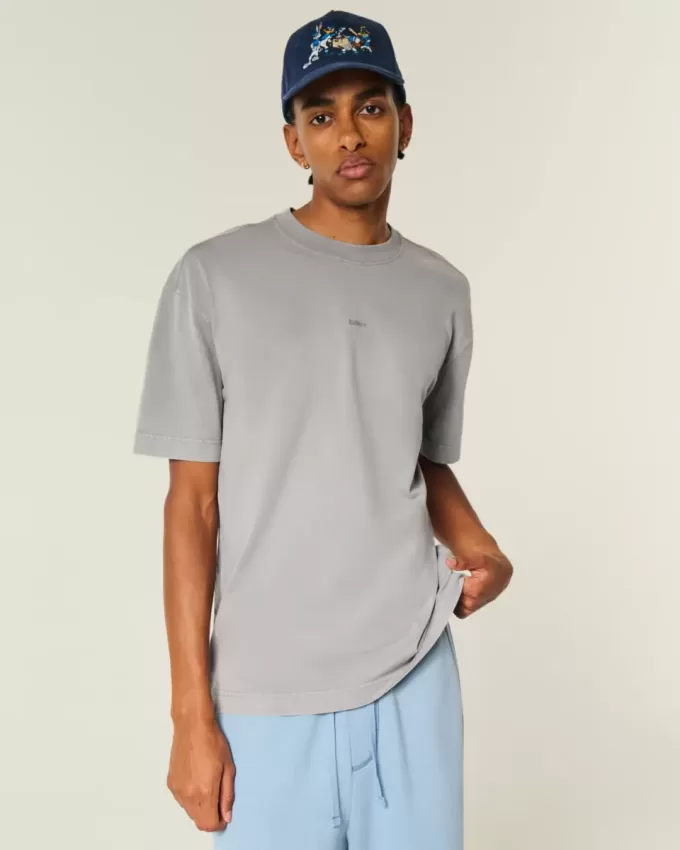 Boxy Heavyweight T-Shirt mit Rundhalsausschnitt und Logo Boxy Heavyweight T-Shirt mit Rundhalsausschnitt und Logo