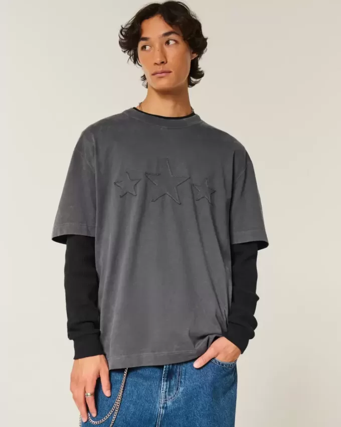 Boxy Heavyweight T-Shirt mit Sterngrafik Boxy Heavyweight T-Shirt mit Sterngrafik