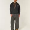 Boxy Hollywood Grafik-Kapuzenpullover mit Reißverschluss Boxy Hollywood Grafik-Kapuzenpullover mit Reißverschluss