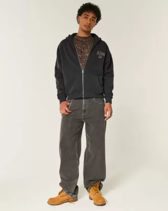Boxy Hollywood Grafik-Kapuzenpullover mit Reißverschluss Boxy Hollywood Grafik-Kapuzenpullover mit Reißverschluss