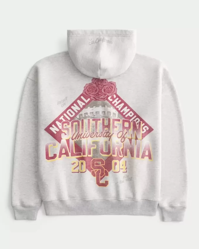 Boxy – Kapuzenpullover mit Reißverschluss und Grafik der University of Southern California Trojans Boxy – Kapuzenpullover mit Reißverschluss und Grafik der University of Southern California Trojans