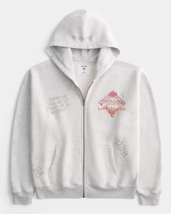 Boxy – Kapuzenpullover mit Reißverschluss und Grafik der University of Southern California Trojans Boxy – Kapuzenpullover mit Reißverschluss und Grafik der University of Southern California Trojans