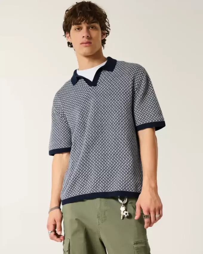 Boxy Kurzarm-Pullover-Polo Boxy Kurzarm-Pullover-Polo