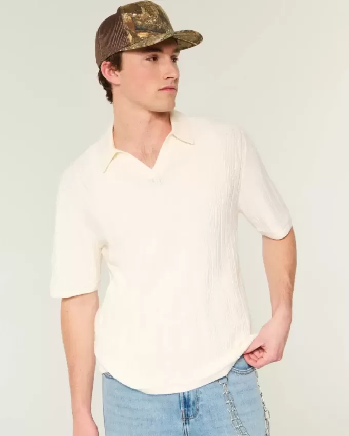 Boxy Kurzarm-Pullover-Polo Boxy Kurzarm-Pullover-Polo