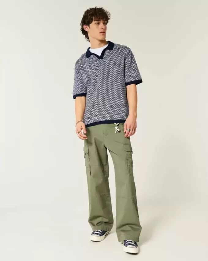 Boxy Kurzarm-Pullover-Polo Boxy Kurzarm-Pullover-Polo