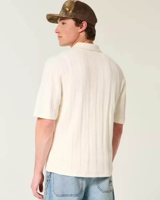 Boxy Kurzarm-Pullover-Polo Boxy Kurzarm-Pullover-Polo