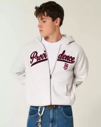 Boxy Providence Rhode Island Grafik-Kapuzenpullover mit Reißverschluss Boxy Providence Rhode Island Grafik-Kapuzenpullover mit Reißverschluss