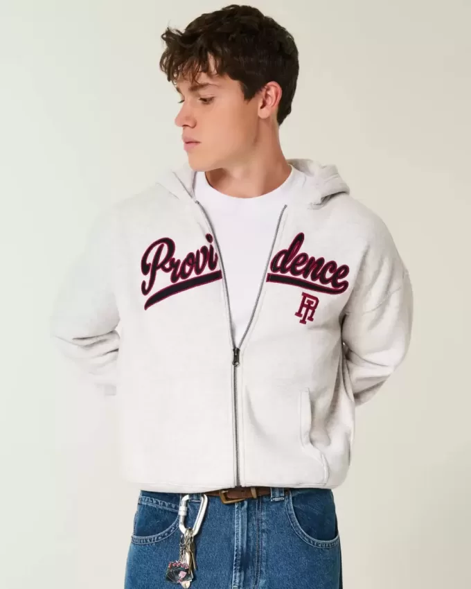 Boxy Providence Rhode Island Grafik-Kapuzenpullover mit Reißverschluss Boxy Providence Rhode Island Grafik-Kapuzenpullover mit Reißverschluss