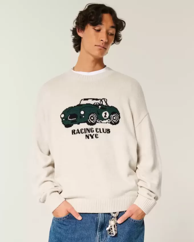 Boxy Racing Graphic Crew-Sweatshirt Boxy Racing Graphic Crew-Sweatshirt