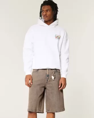 Braune, überfärbte Super Baggy-Jeansshorts