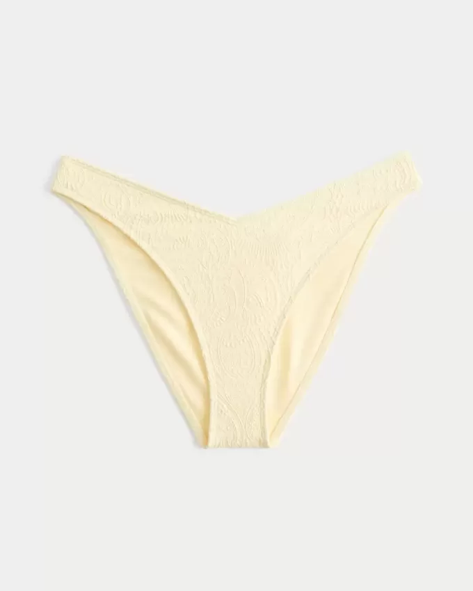 Cheeky-Bikinihose aus Jacquard mit hohem Beinausschnitt und V-Taille