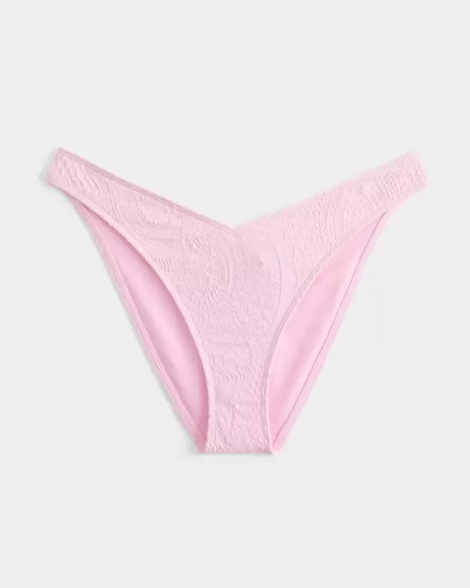 Cheeky-Bikinihose aus Jacquard mit hohem Beinausschnitt und V-Taille