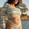 Cheeky-Bikinihose im Häkel-Stil mit hohem Beinausschnitt Cheeky-Bikinihose im Häkel-Stil mit hohem Beinausschnitt