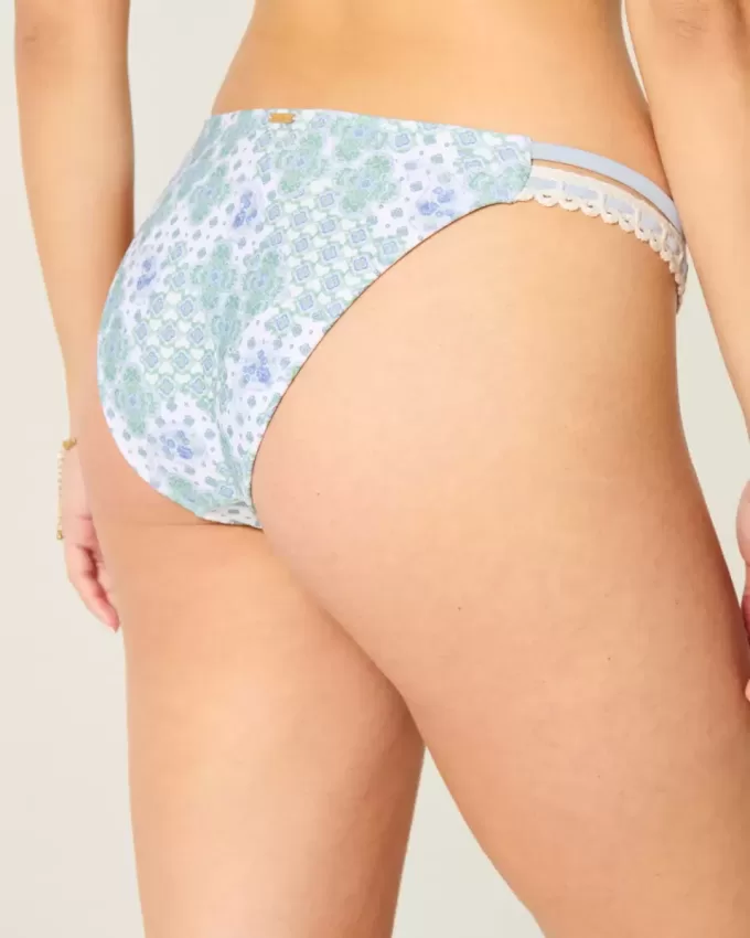 Cheeky-Bikinihose mit Häkelbesatz und Doppelträgern