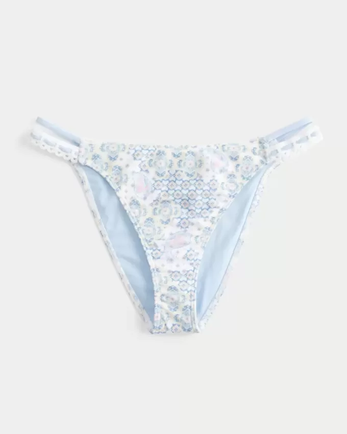 Cheeky-Bikinihose mit Häkelbesatz und Doppelträgern