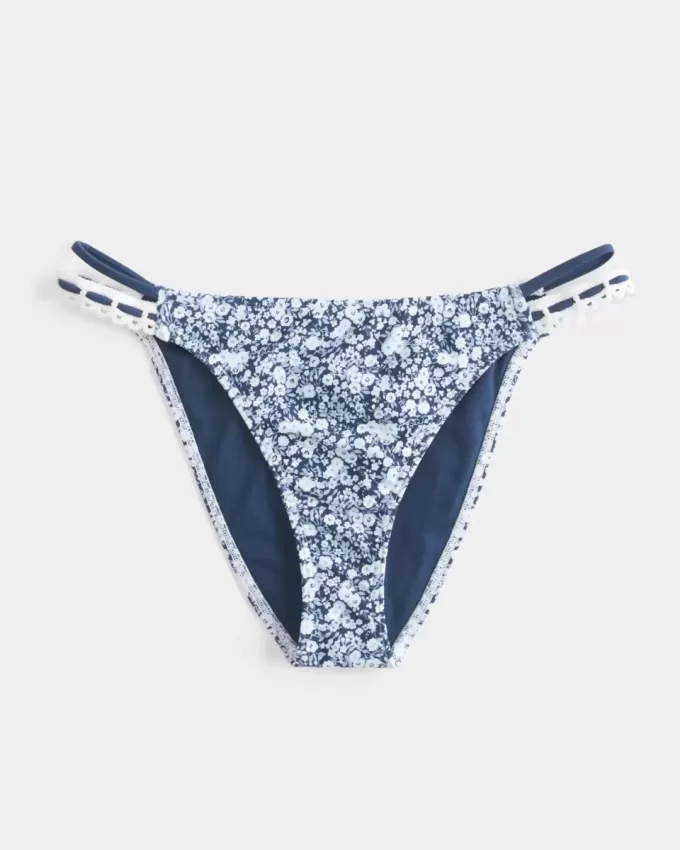 Cheeky-Bikinihose mit Häkelbesatz und Doppelträgern
